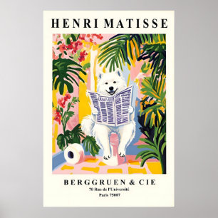 Samoyed on Toilet Print Mattise Style Bathroom