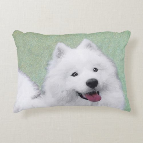 Samoyed Painting _ Cute Original Dog Art Accent Pillow