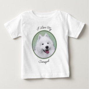 Samoyed Painting - Cute Original Dog Art Baby T-Shirt