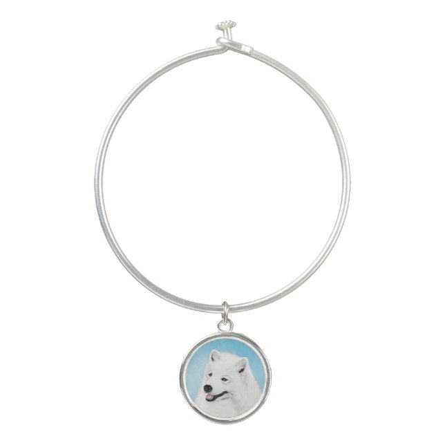 Samoyed Painting - Cute Original Dog Art Bangle Bracelet (Front)