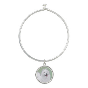 Samoyed Painting - Cute Original Dog Art Bangle Bracelet