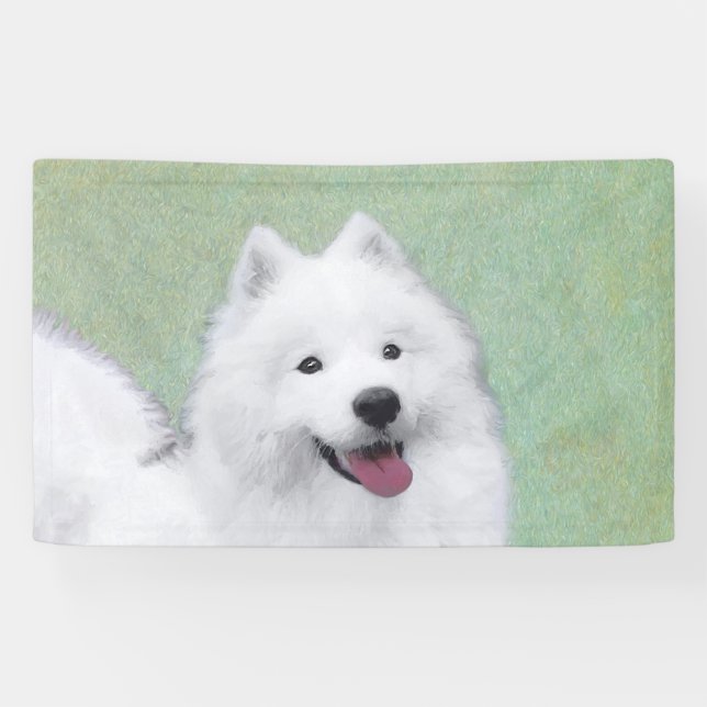 Samoyed Painting - Cute Original Dog Art Banner (Horizontal)