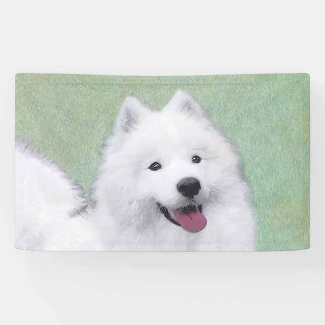 Samoyed Painting - Cute Original Dog Art Banner (Horizontal)
