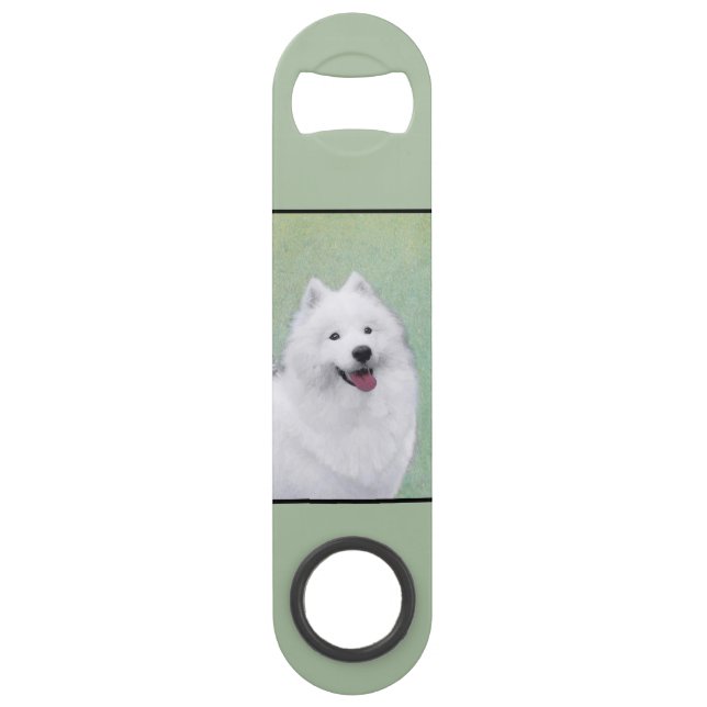 Samoyed Painting - Cute Original Dog Art Bar Key (Front)
