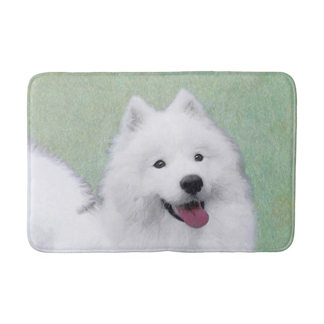 Samoyed Painting - Cute Original Dog Art Bath Mat (Front)