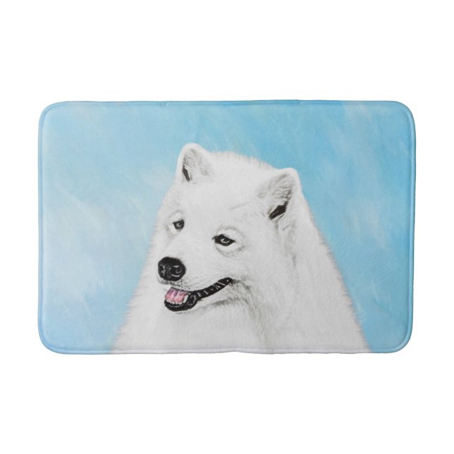 Samoyed Painting - Cute Original Dog Art Bath Mat (Front)