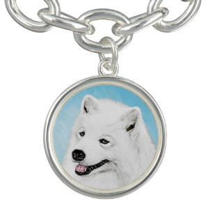 Samoyed Painting - Cute Original Dog Art Bracelet