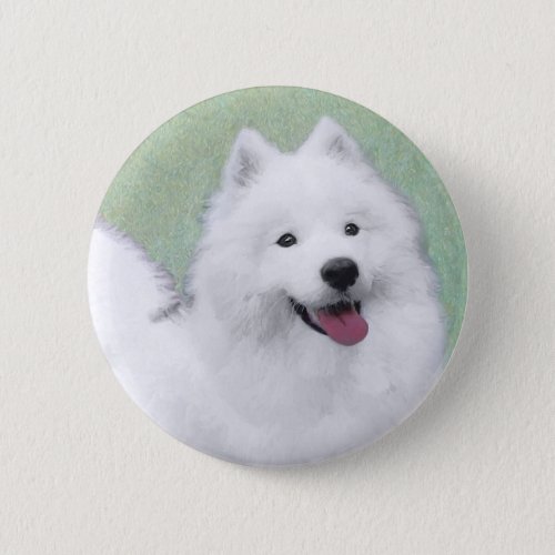 Samoyed Painting _ Cute Original Dog Art Button