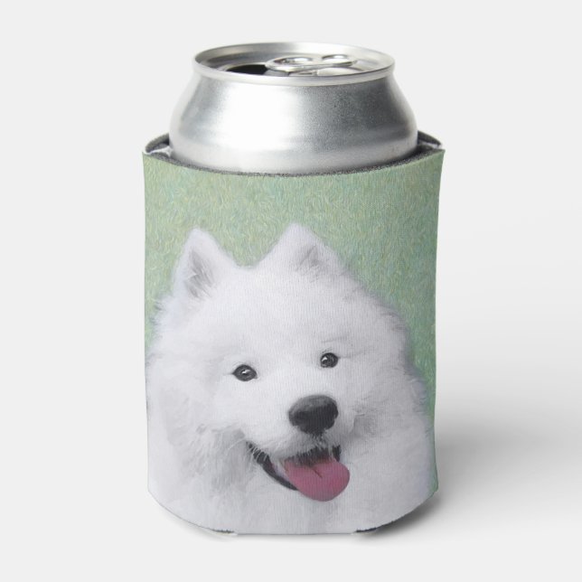Samoyed Painting - Cute Original Dog Art Can Cooler (Can Front)