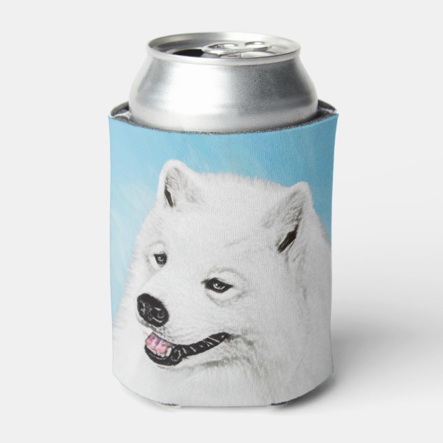 Samoyed Painting - Cute Original Dog Art Can Cooler (Can Front)