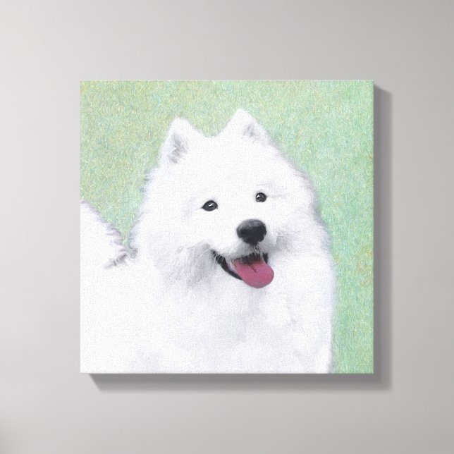Samoyed Painting - Cute Original Dog Art Canvas Print (Front)
