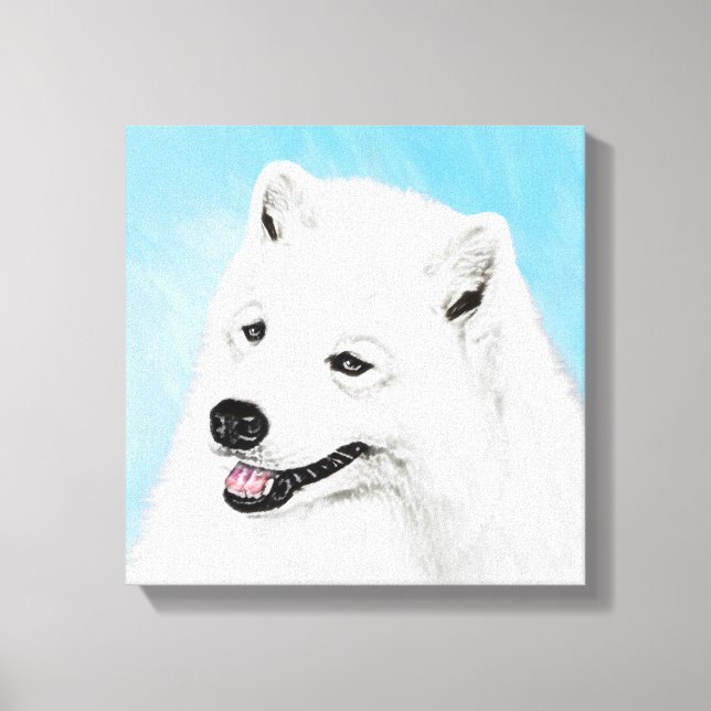 Samoyed Painting - Cute Original Dog Art Canvas Print (Front)