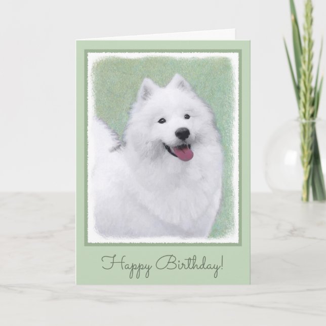 Samoyed Painting - Cute Original Dog Art Card (Front)