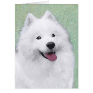 Samoyed Painting - Cute Original Dog Art Card