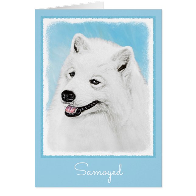 Samoyed Painting - Cute Original Dog Art Cards (Front)