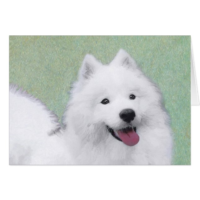 Samoyed Painting - Cute Original Dog Art Cards (Front Horizontal)
