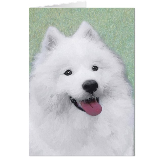 Samoyed Painting - Cute Original Dog Art Cards (Front)