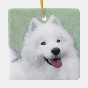 Samoyed Painting - Cute Original Dog Art Ceramic Ornament