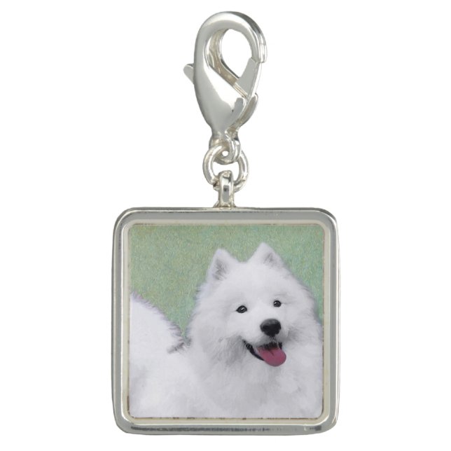 Samoyed Painting - Cute Original Dog Art Charm (Front)