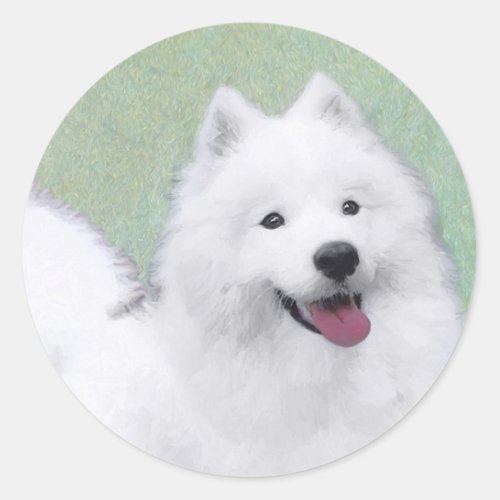 Samoyed Painting _ Cute Original Dog Art Classic Round Sticker