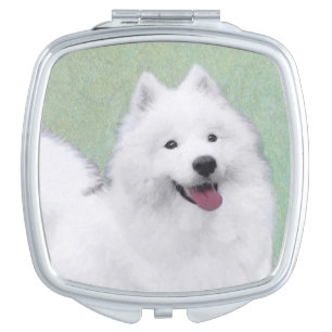 Samoyed Painting - Cute Original Dog Art Compact Mirror