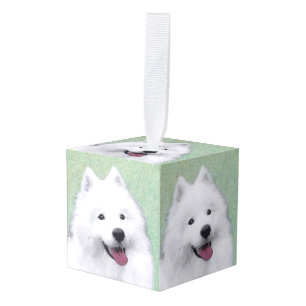 Samoyed Painting - Cute Original Dog Art Cube Ornament
