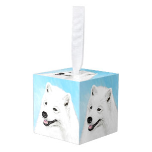 Samoyed Painting - Cute Original Dog Art Cube Ornament