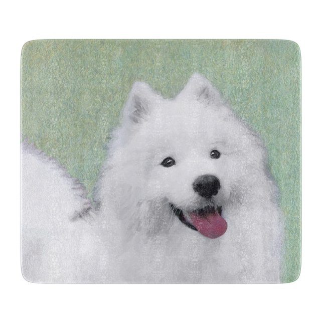 Samoyed Painting - Cute Original Dog Art Cutting Board (Front)