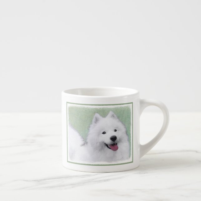 Samoyed Painting - Cute Original Dog Art Espresso Cup (Right)