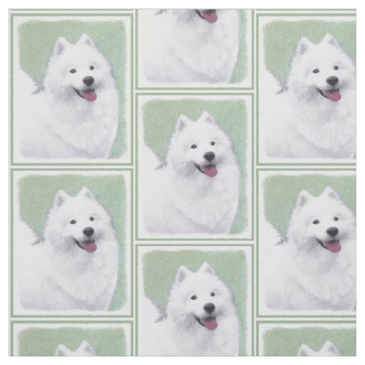 Samoyed Painting - Cute Original Dog Art Fabric
