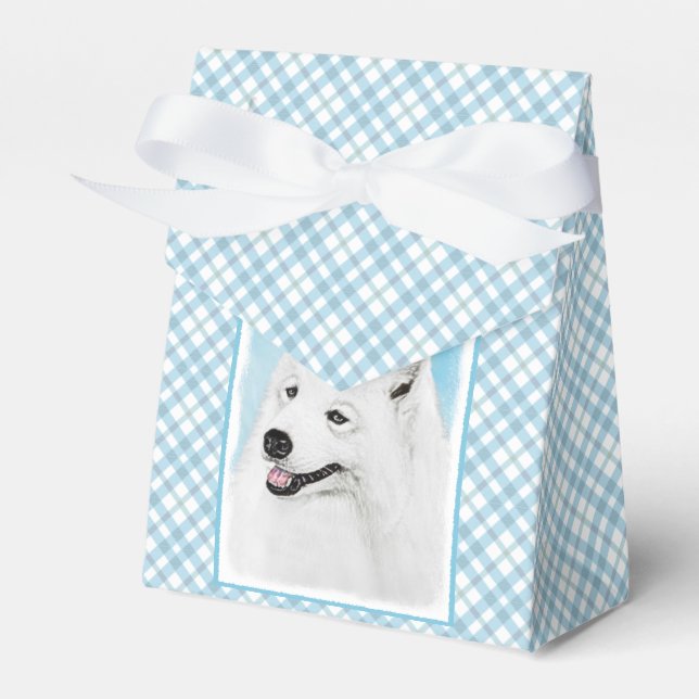 Samoyed Painting - Cute Original Dog Art Favor Boxes (Front Side)