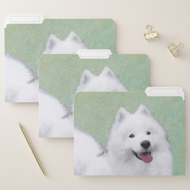 Samoyed Painting - Cute Original Dog Art File Folder (Set)
