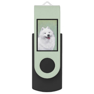 Samoyed Painting - Cute Original Dog Art Flash Drive
