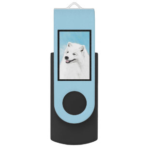 Samoyed Painting - Cute Original Dog Art Flash Drive