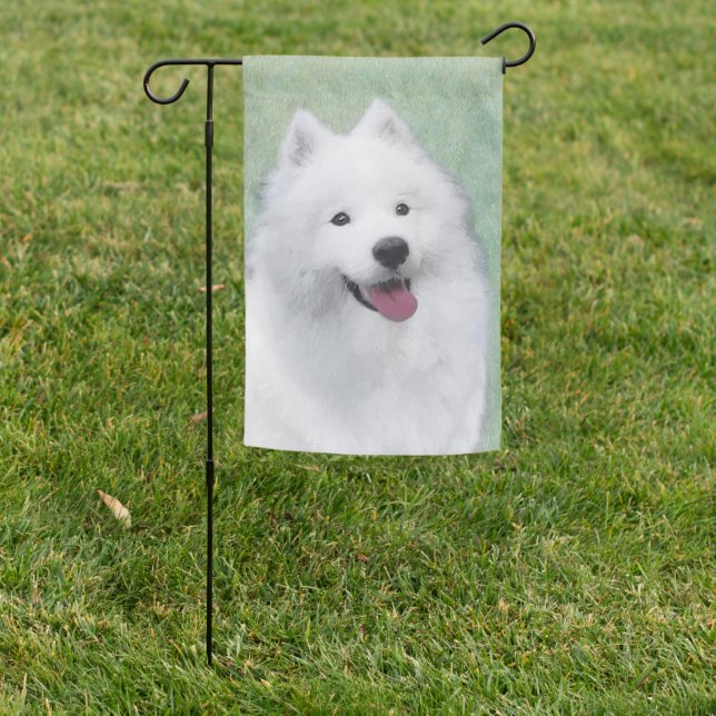 Samoyed Painting - Cute Original Dog Art Garden Flag (In SItu)