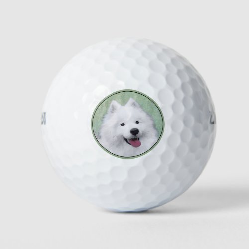 Samoyed Painting _ Cute Original Dog Art Golf Balls