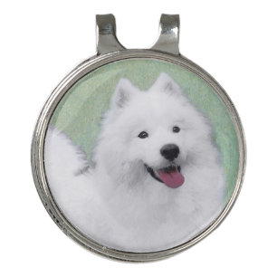 Samoyed Painting - Cute Original Dog Art Golf Hat Clip