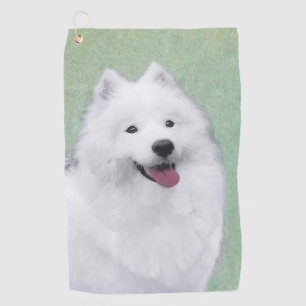 Samoyed Painting - Cute Original Dog Art Golf Towel