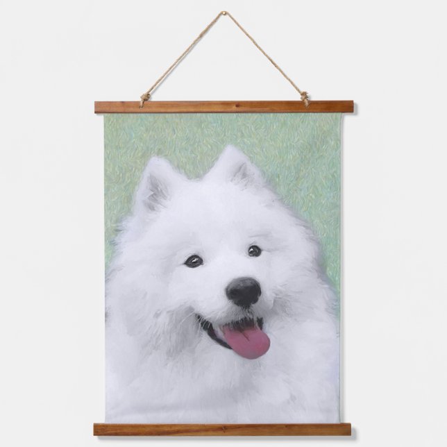 Samoyed Painting - Cute Original Dog Art Hanging Tapestry (Front)