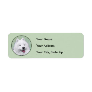 Samoyed Painting - Cute Original Dog Art Label