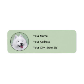 Samoyed Painting - Cute Original Dog Art Label