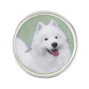 Samoyed Painting - Cute Original Dog Art Lapel Pin