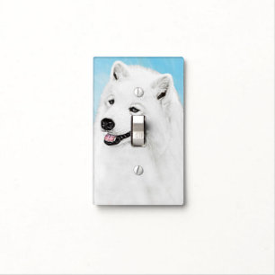 Samoyed Painting - Cute Original Dog Art Light Switch Cover