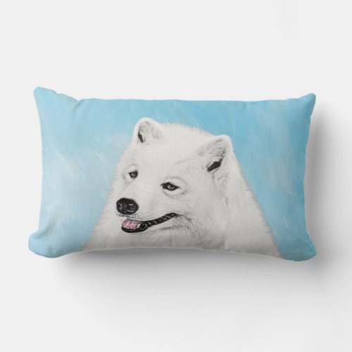 Samoyed Painting _ Cute Original Dog Art Lumbar Pillow