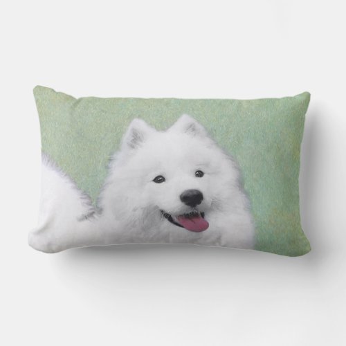 Samoyed Painting _ Cute Original Dog Art Lumbar Pillow