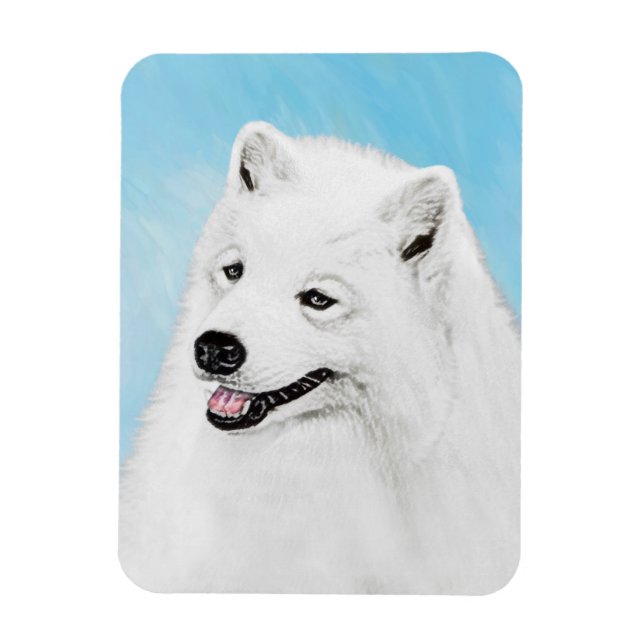 Samoyed Painting - Cute Original Dog Art Magnet (Vertical)