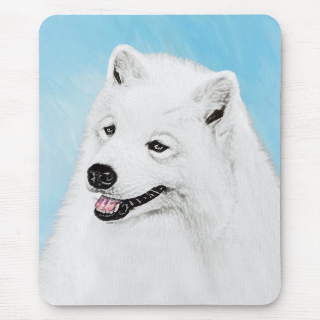 Samoyed Painting - Cute Original Dog Art Mouse Pad (Front)