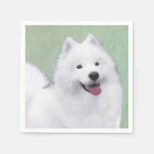 Samoyed Painting - Cute Original Dog Art Napkins