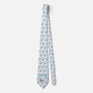 Samoyed Painting - Cute Original Dog Art Neck Tie
