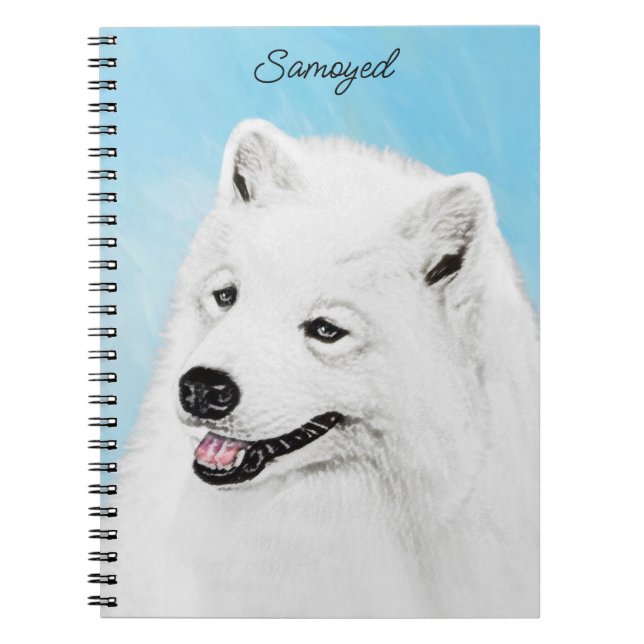 Samoyed Painting - Cute Original Dog Art Notebook (Front)